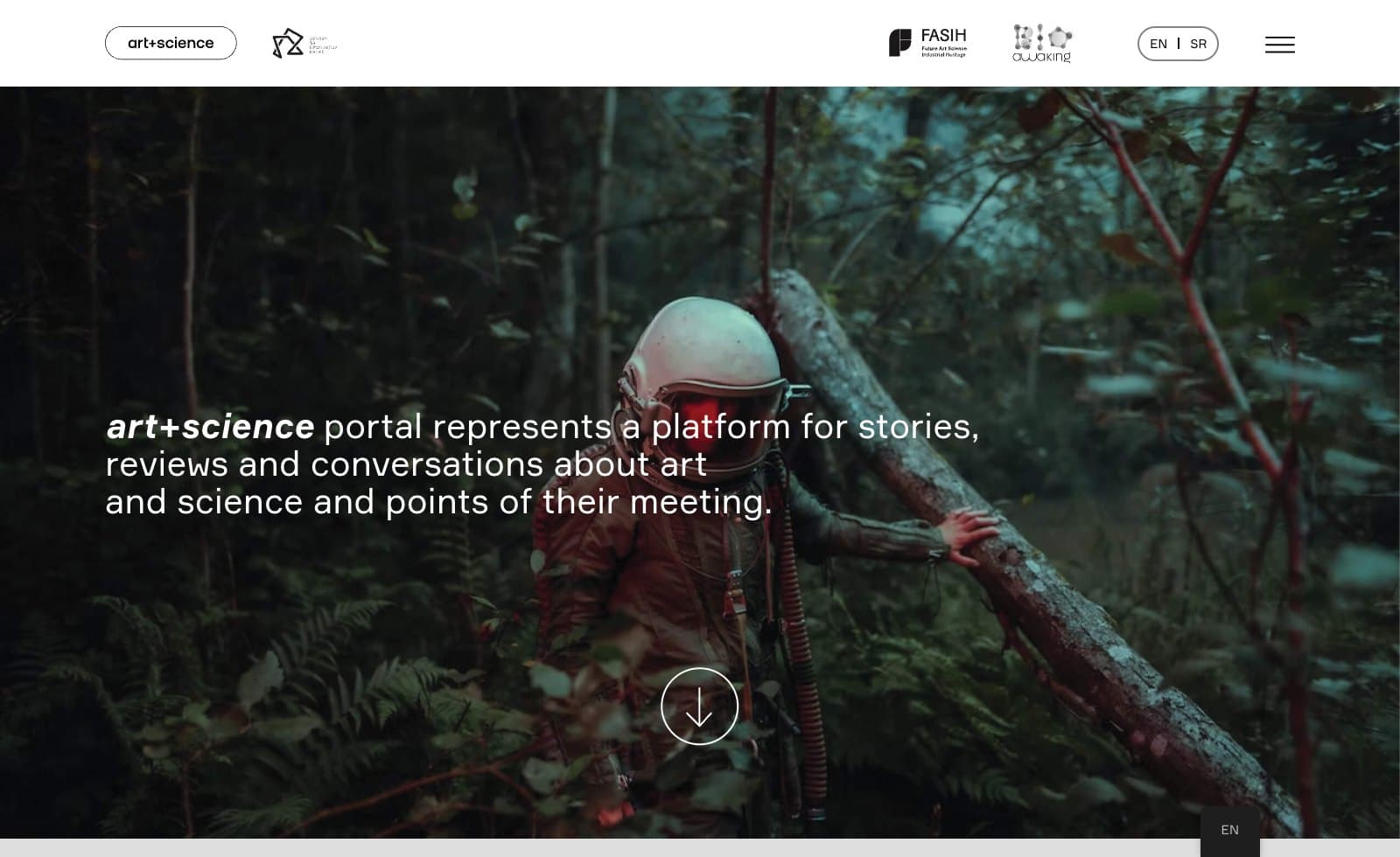 Art & Science desktop homepage screenshot
