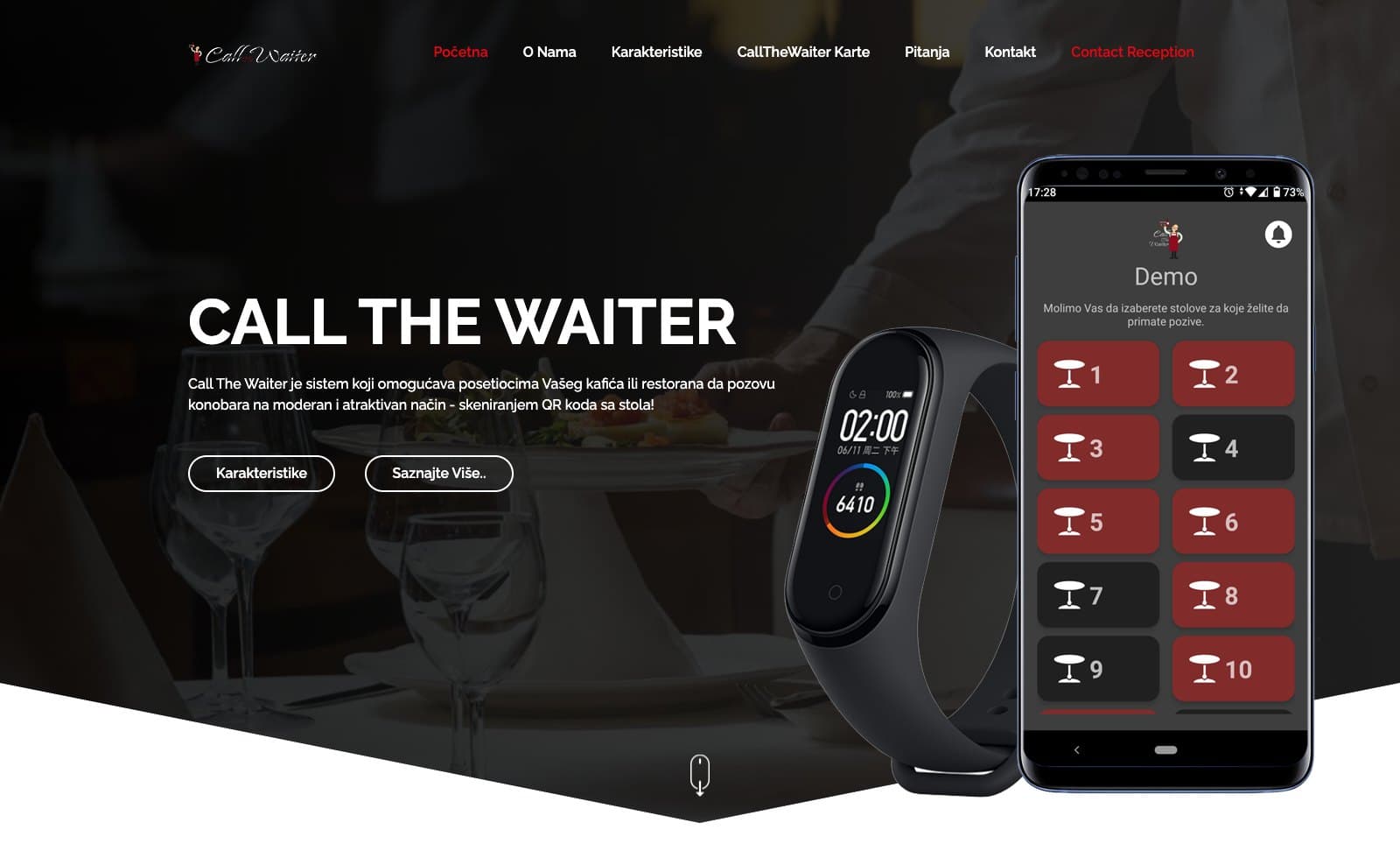 Call the Waiter desktop homepage screenshot