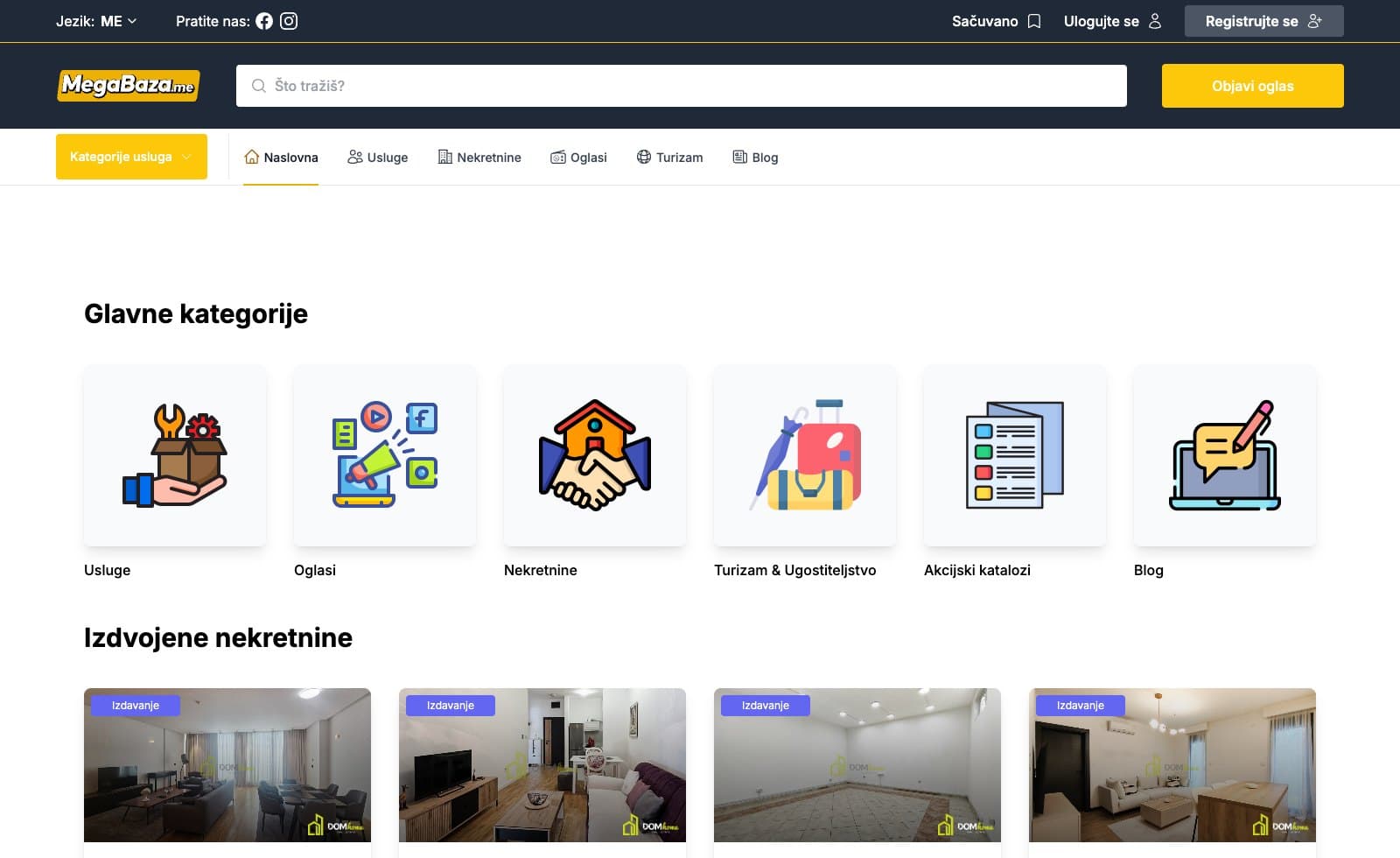 Mega Baza desktop homepage screenshot